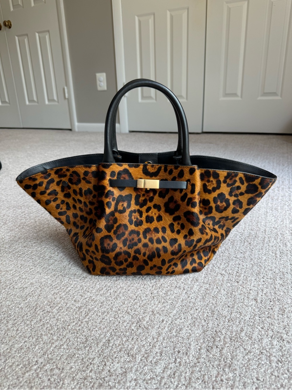 Demellier Midi New York Tote in leopard hair